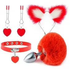 Kit Sensual Tentação com 4 Peças Vermelho Kit Sensual Tentação com 4 Peças Vermelho