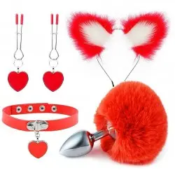 Kit Sensual Tentação com 4 Peças Vermelho Kit Sensual Tentação com 4 Peças Vermelho