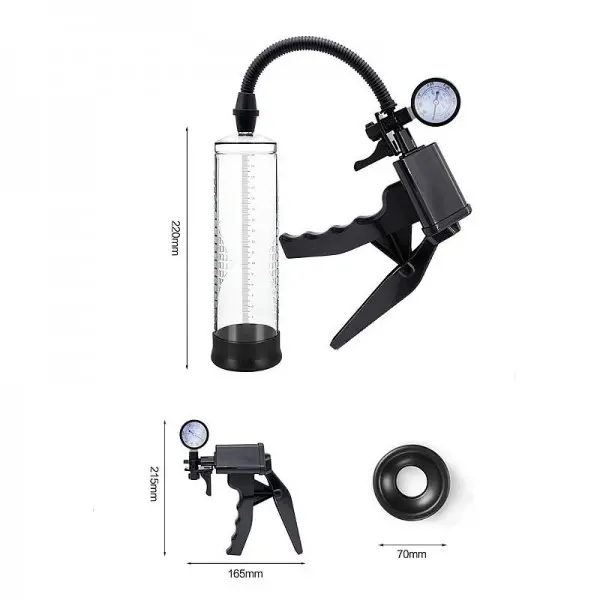 Bomba Peniana com Gatilho e Relógio de Pressão Bomba Peniana com Gatilho e Relógio de Pressão