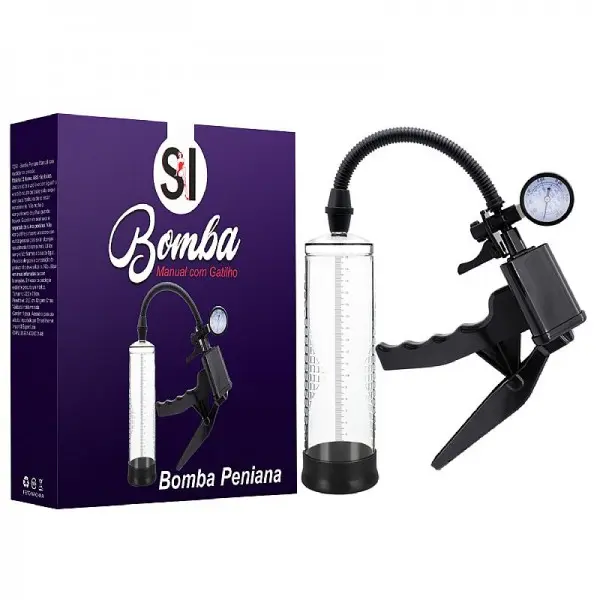Bomba Peniana com Gatilho e Relógio de Pressão Bomba Peniana com Gatilho e Relógio de Pressão