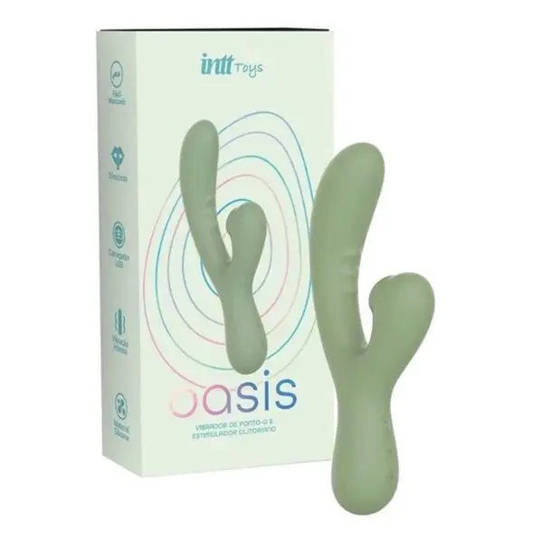Vibrador de Ponto G com Sugador de Clitóris Oasis Linha Wellness Intt