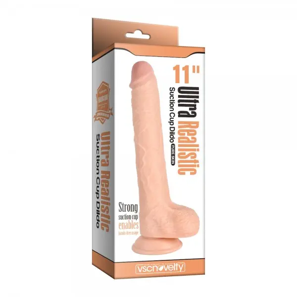 Pênis Ultra Realsítico Longo com Ventosa e Escroto 27,5 x4 cm Pênis Ultra Realsítico Longo com Ventosa e Escroto 27,5 x4 cm