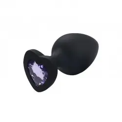 Plug Anal de Coração em Silicone Tamanho Grande cor Preto