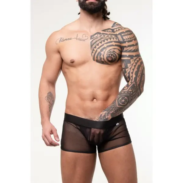 Cueca Boxer em Tule Transparente sem Forro
