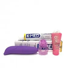 Kit Erótico Muito Prazer com Vibrador Anel Peniano Excitante e Lubrificante Kit Erótico Muito Prazer com Vibrador Anel Peniano Excitante e Lubrificante