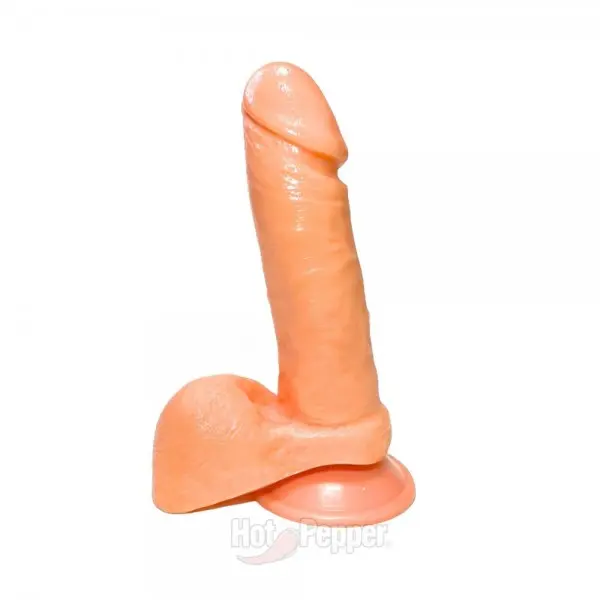 Pênis Realístico Maciço com Escroto e Ventosa Real 6 16x4,4cm