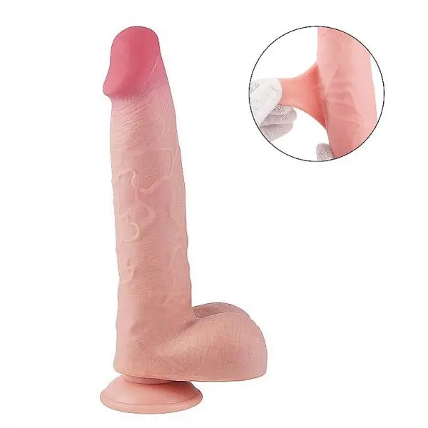Pênis Realístico Dupla Camada com Ventosa Removível  24,5 x 4,5cm Pênis Realístico Dupla Camada com Ventosa Removível  24,5 x 4,5cm
