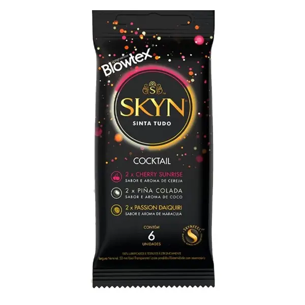 Preservativo Blowtex Skyn Cocktail Saborizado e Aromatizado 6 Unidades