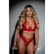 Conjunto Rendado sem Bojo com Detalhes em Strappy Segredo e Paixão Conjunto Rendado sem Bojo com Detalhes em Strappy Segredo e Paixão