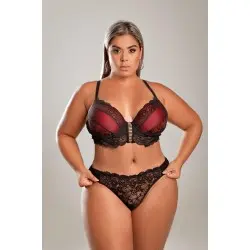 Cropped Sensual com Bojo Plus Size em Tule com Detalhes em Renda
