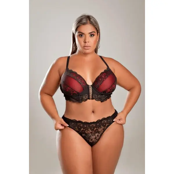Cropped Sensual com Bojo Plus Size em Tule com Detalhes em Renda Cropped Sensual com Bojo Plus Size em Tule com Detalhes em Renda