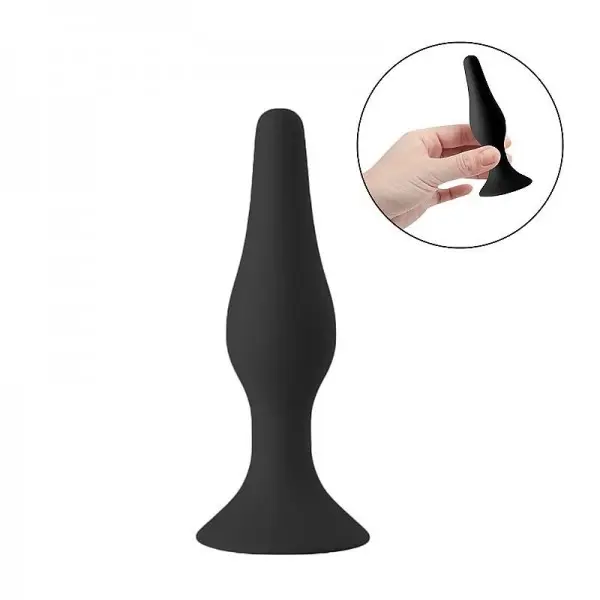 Plug Anal Cônico em Silicone com Ventosa 12,5 x 3,2cm Plug Anal Cônico em Silicone com Ventosa 12,5 x 3,2cm