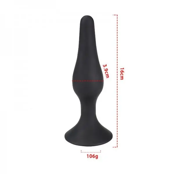 Plug Anal Cônico em Silicone com Ventosa 16,0 x 3,9cm Plug Anal Cônico em Silicone com Ventosa 16,0 x 3,9cm