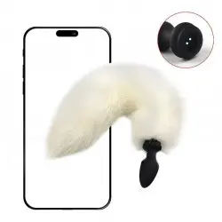 Plug Anal em Silicone Rabo de Raposa com Rotação e APP Plug Anal em Silicone Rabo de Raposa com Rotação e APP