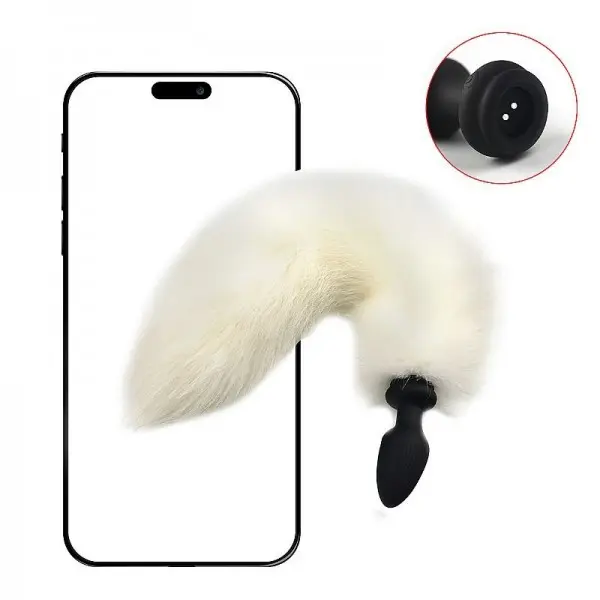 Plug Anal em Silicone Rabo de Raposa com Rotação e APP Plug Anal em Silicone Rabo de Raposa com Rotação e APP