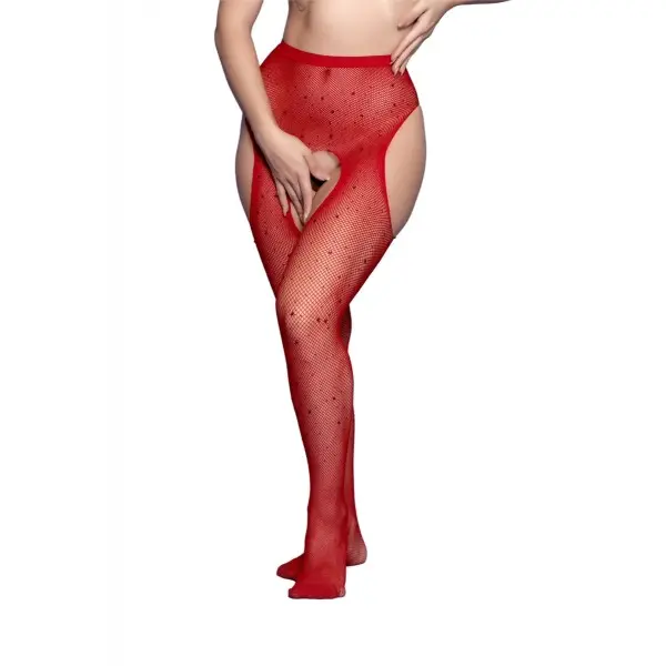 Meia Calça com Abertura Lateral e Strass Yaffa Meia Calça com Abertura Lateral e Strass Yaffa