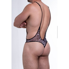 Body Masculino em Tule com Estampa de Zebra