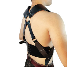Harness Masculino Ajustável com Detalhes de Argolas em Couro Sintético