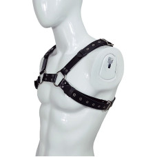 Harness Masculino Ajustável em Couro Sintético com Detalhes de Argolas