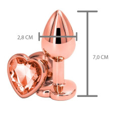 Plug Anal em Metal Rose Formato de Coração Tamanho P