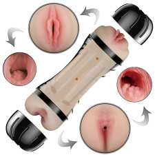 Masturbador Duplo Formato Lanterna Mini com Vagina e Ânus