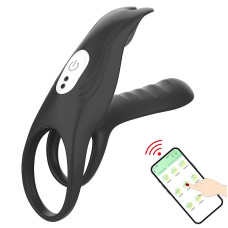 Anel Peniano com Vibrador Recarregável e Controle via Aplicativo Alex