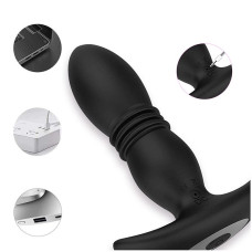 Plug Anal Recarregável com Controle sem Fio Vai e Vem e Vibração