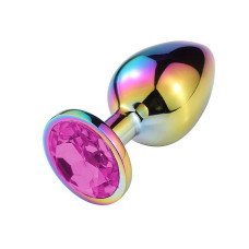 Plug Anal Tamanho G de Aço com Pedra de Cristal