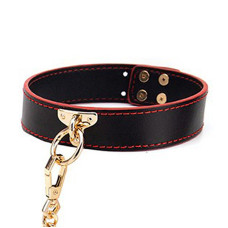 Coleira com Guia de Corrente Luxo Fetich Bondage