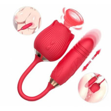 Vibrador Duplo Recarregável com Sugador de Clitóris e Estimulador Ponto G Vai e Vem