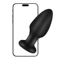 Plug Anal em Silicone Recarregável e APP com Rotação e Luz de Led 9,6x3,6cm