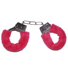 Kit com 2 Algemas em Metal com Pelúcia Vermelha Hand Cuffs