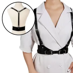 Harness Ajustável de Ombros e Cintura em Couro Sintético