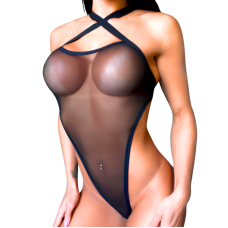 Body Sexy Mulherão sem Bojo Fio Dental em Tule Costas Nuas