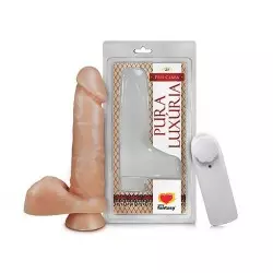 Pênis Realístico com Escroto. Ventosa e Vibro - 16x3.5cm Pênis Realístico com Escroto. Ventosa e Vibro - 16x3.5cm