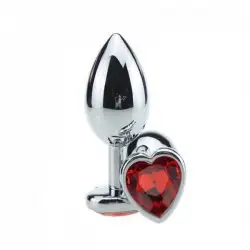 Plug Anal Jóia em Aço M - Base Coração e Cristal Colorido Plug Anal Jóia em Aço M - Base Coração e Cristal Colorido