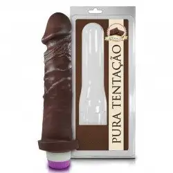 Pênis Realístico Aromático de Chocolate com Vibro - 18 X 4,4 CM Pênis Realístico Aromático de Chocolate com Vibro - 18 X 4,4 CM