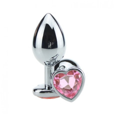 Plug Anal em Metal Grande Base Coração e Cristal Colorido