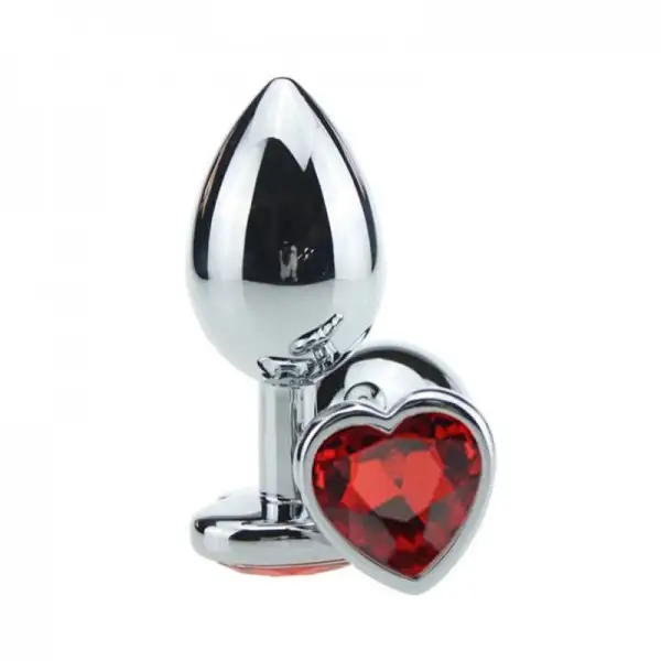 Plug Anal Jóia em Aço M Base Coração e Cristal Colorido Plug Anal Jóia em Aço M Base Coração e Cristal Colorido