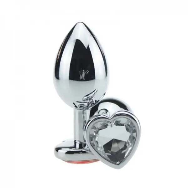 Plug Anal Jóia em Aço M Base Coração e Cristal Colorido Plug Anal Jóia em Aço M Base Coração e Cristal Colorido