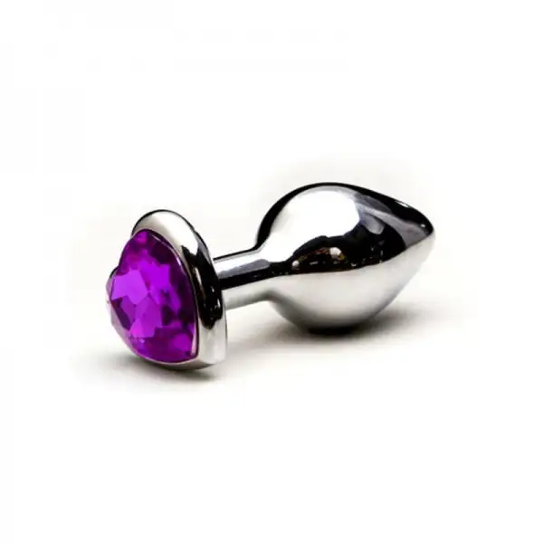 Plug Anal Jóia em Aço M Base Coração e Cristal Colorido Plug Anal Jóia em Aço M Base Coração e Cristal Colorido