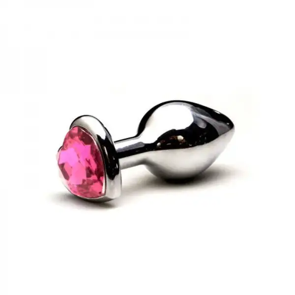 Plug Anal Jóia em Aço M Base Coração e Cristal Colorido Plug Anal Jóia em Aço M Base Coração e Cristal Colorido
