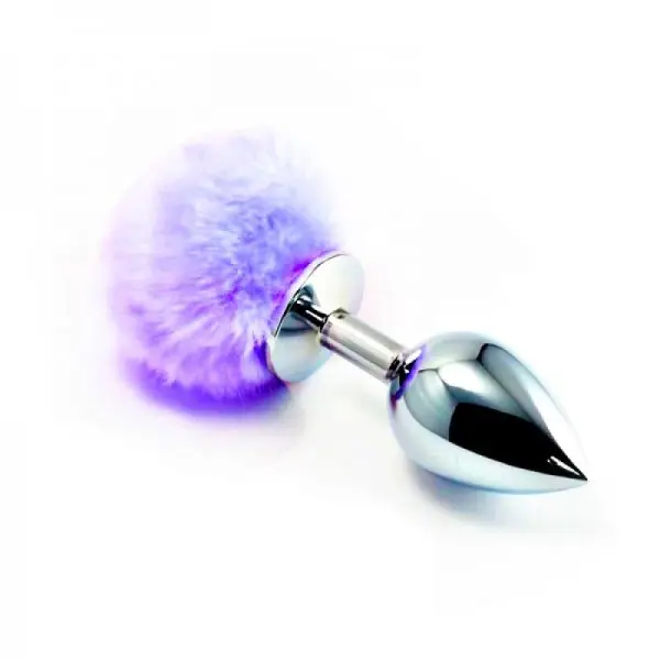 Plug Anal Coelho Pom Pom em Aço - Tamanho P
