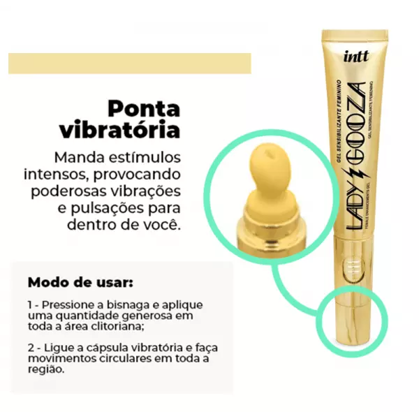 Lady Gooza Gel Sensibilizante Feminino com Ponta Vibratória Lady Gooza Gel Sensibilizante Feminino com Ponta Vibratória