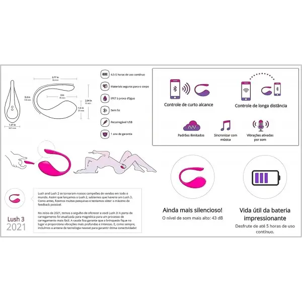 Lush 3 by Lovense Vibrador para Casal Longa Distância com Aplicativo Lush 3 by Lovense Vibrador para Casal Longa Distância com Aplicativo