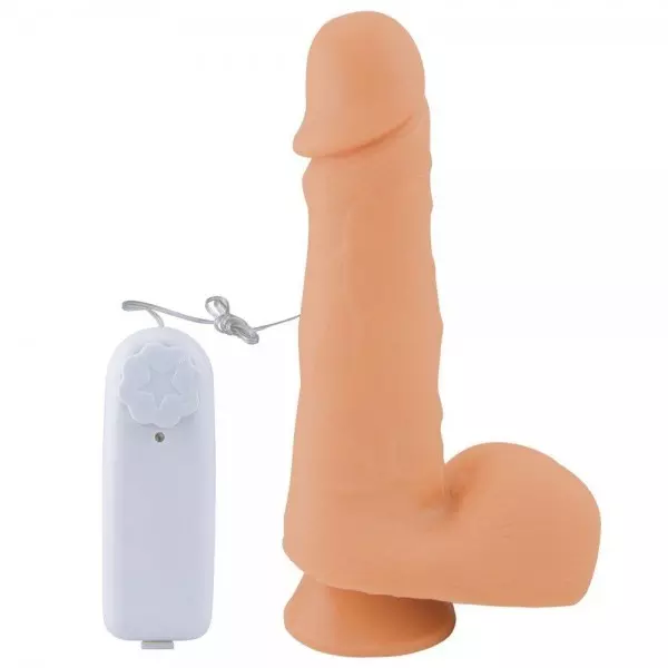 Pênis Realístico com Escroto, Ventosa e Vibro - 18x4,4cm