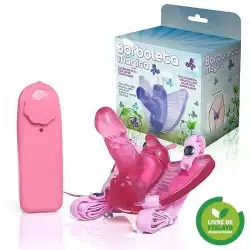 Estimulador Feminino Borboleta Mágica com Mini Pênis Rosa Estimulador Feminino Borboleta Mágica com Mini Pênis Rosa