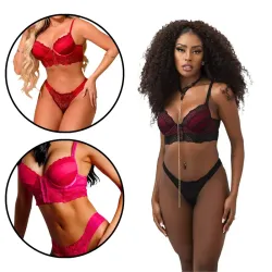 Cropped Sensual com Bojo em Tule com Detalhes em Renda