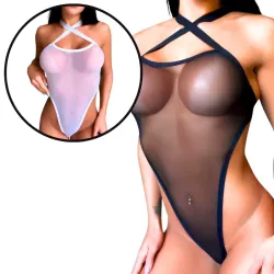 Body Sexy Mulherão sem Bojo Fio Dental em Tule Costas Nuas Body Sexy Mulherão sem Bojo Fio Dental em Tule Costas Nuas