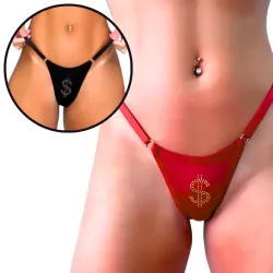 Calcinha Sexy Fio Duplo com Detalhe Frontal Cifrão